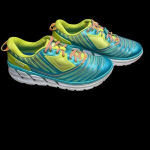 Hoka One One Vanquish Running Shoes Womens 10.5 Green/Blue Walking Comfort Train